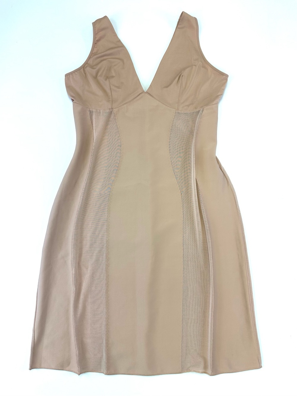 Curvy Girl Nude Shapewear Slip Bodycon Smoothing Dress 2XL Beige Full Slip